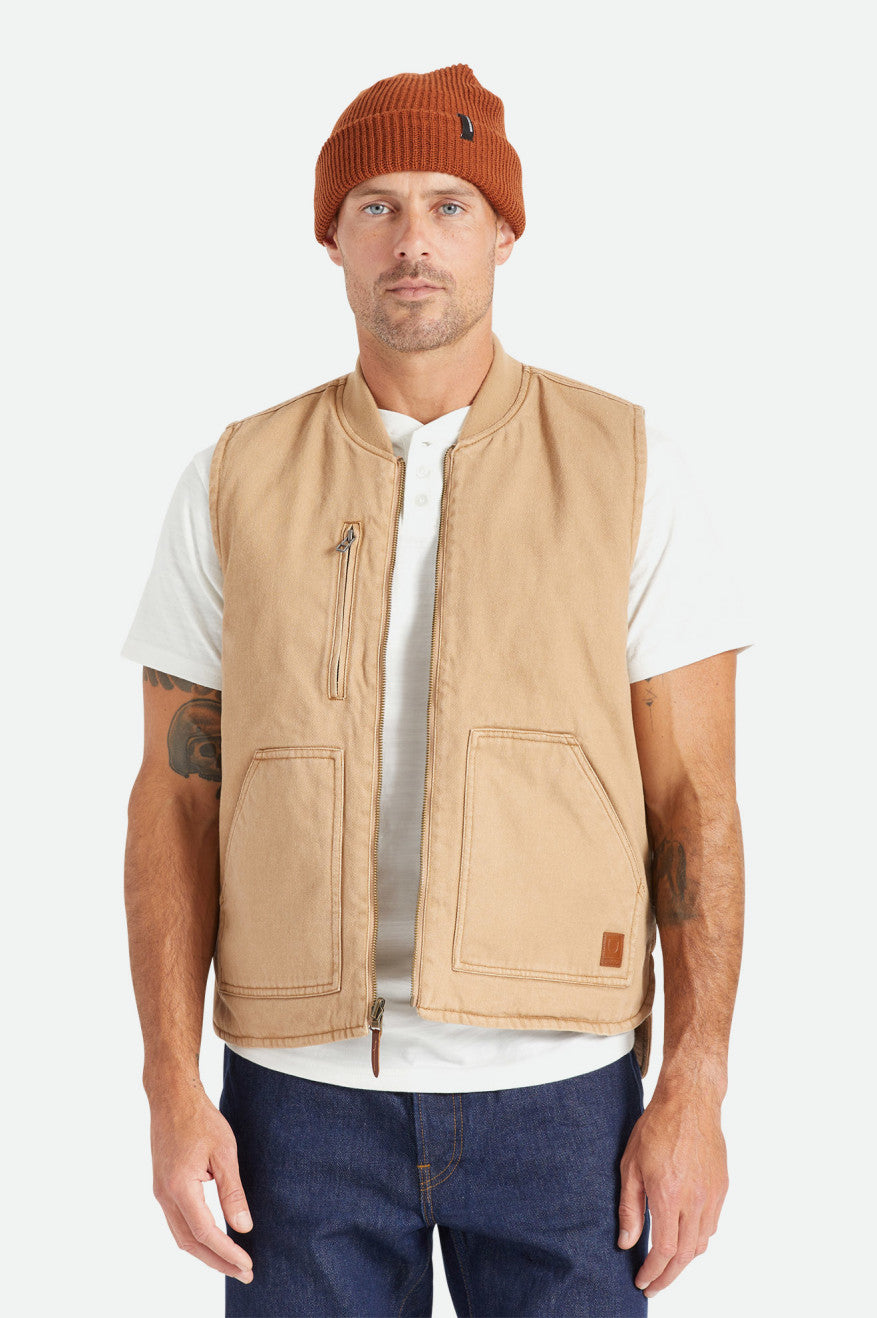 Casaco Brixton Abraham Reversible Vest Masculino Bege | NZIAD-9061