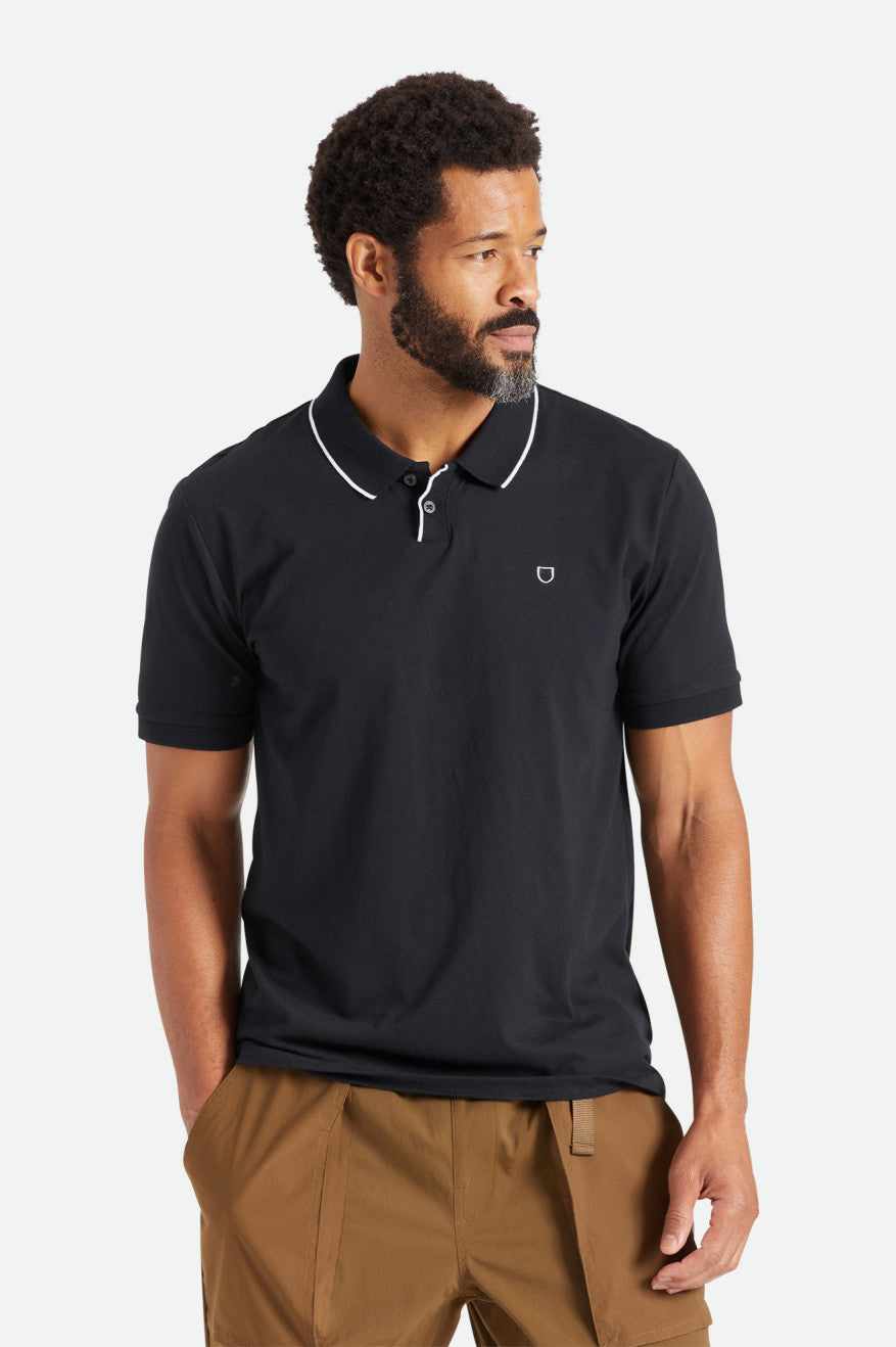 Knitwear Brixton Proper S/S Polo Masculino Pretas | FXHQL-8627