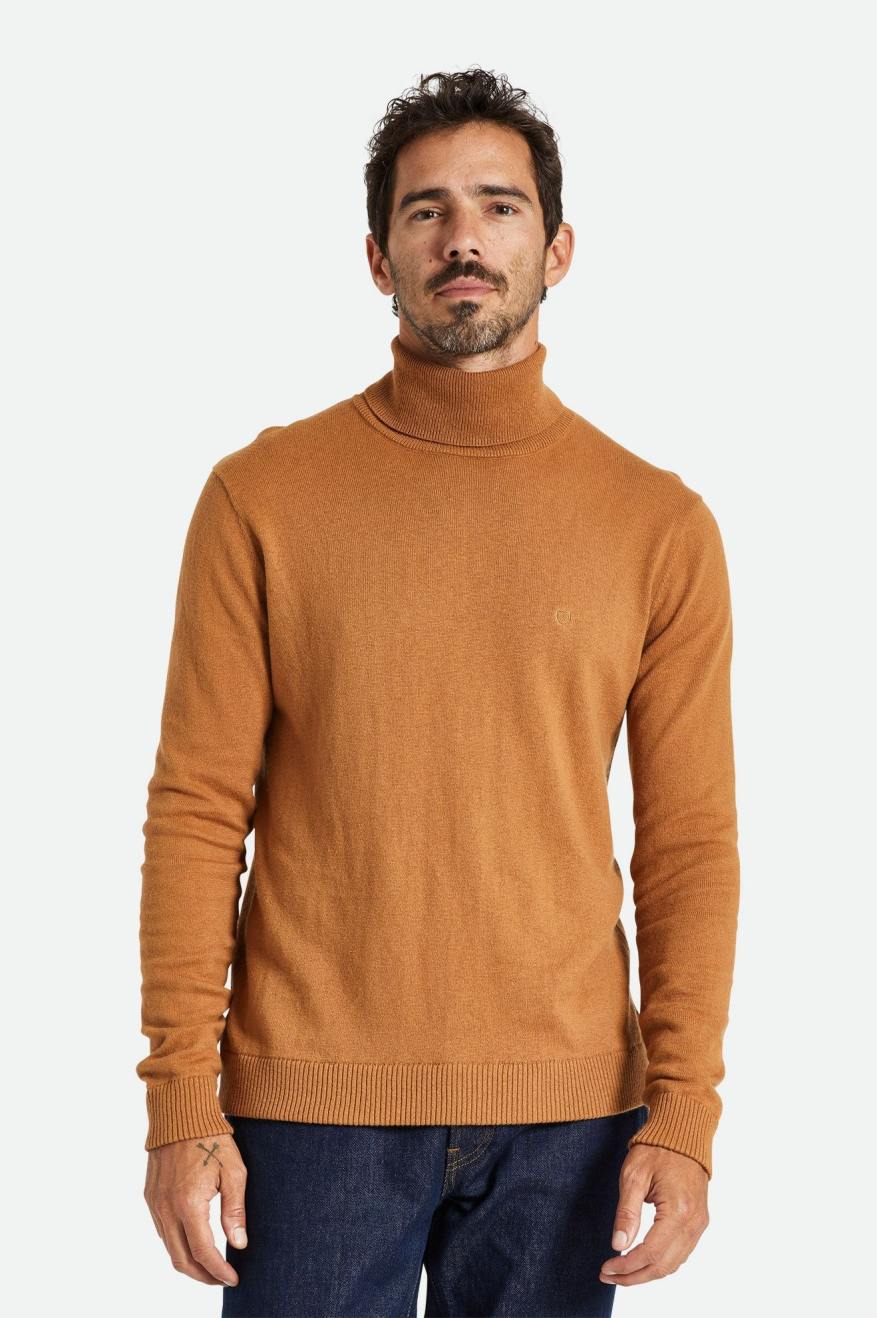 Knitwear Brixton Reserve Cashmere L/S Turtleneck Masculino Marrom | ODWMQ-6724