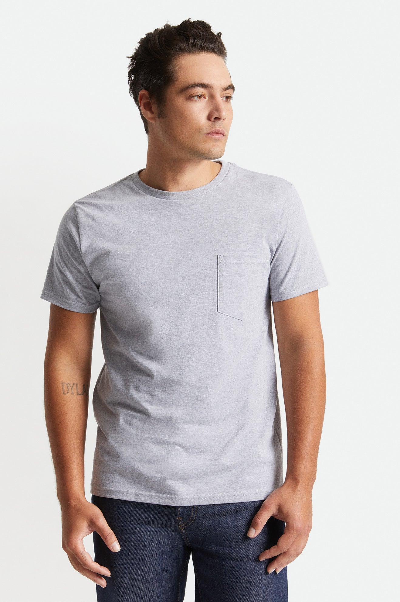 Tops Brixton Basic S/S Pocket Masculino Cinzentas | XAJBN-4365