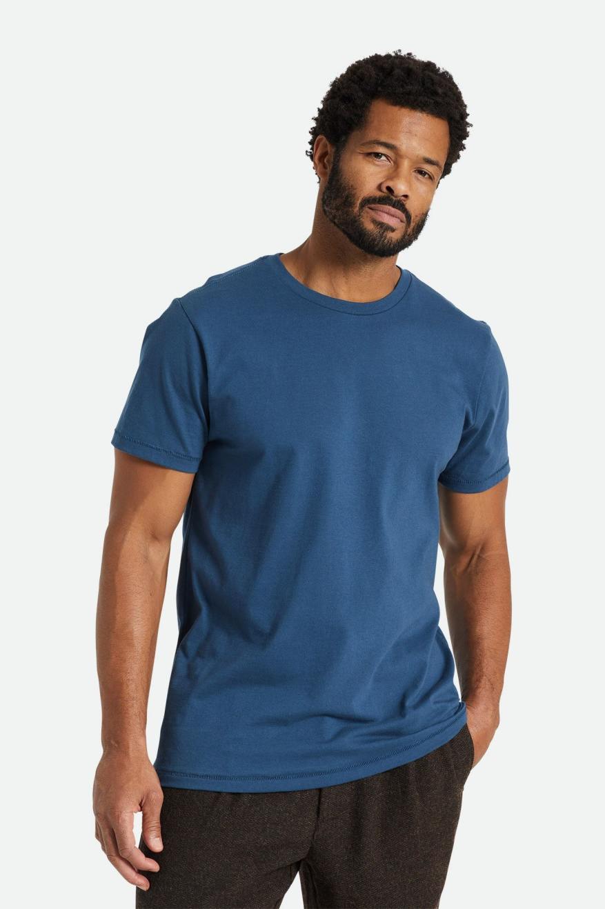 Tops Brixton Basic S/S Tailored Masculino Turquesa | DPMTJ-1734