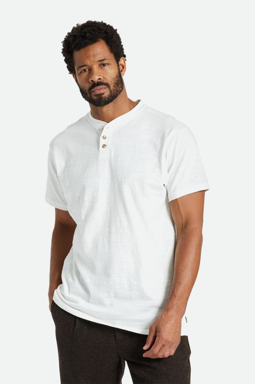 Tops Brixton Basic Slub S/S Henley Masculino Branco | MTAYU-7943