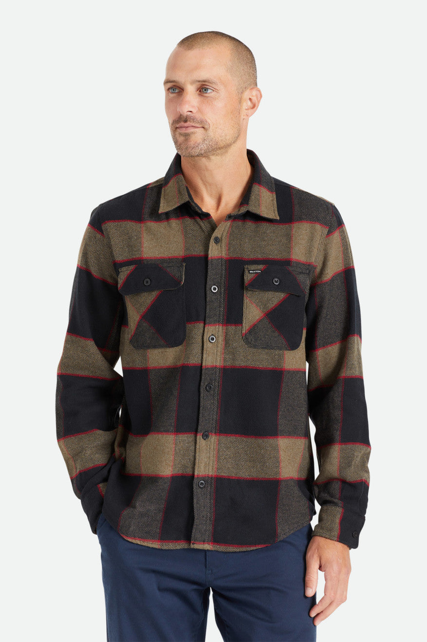 Tops De Flanela Brixton Bowery L/S Masculino Cinzentas | OPIXB-7958