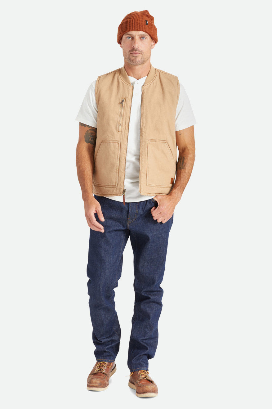 Casaco Brixton Abraham Reversible Vest Masculino Bege | NZIAD-9061