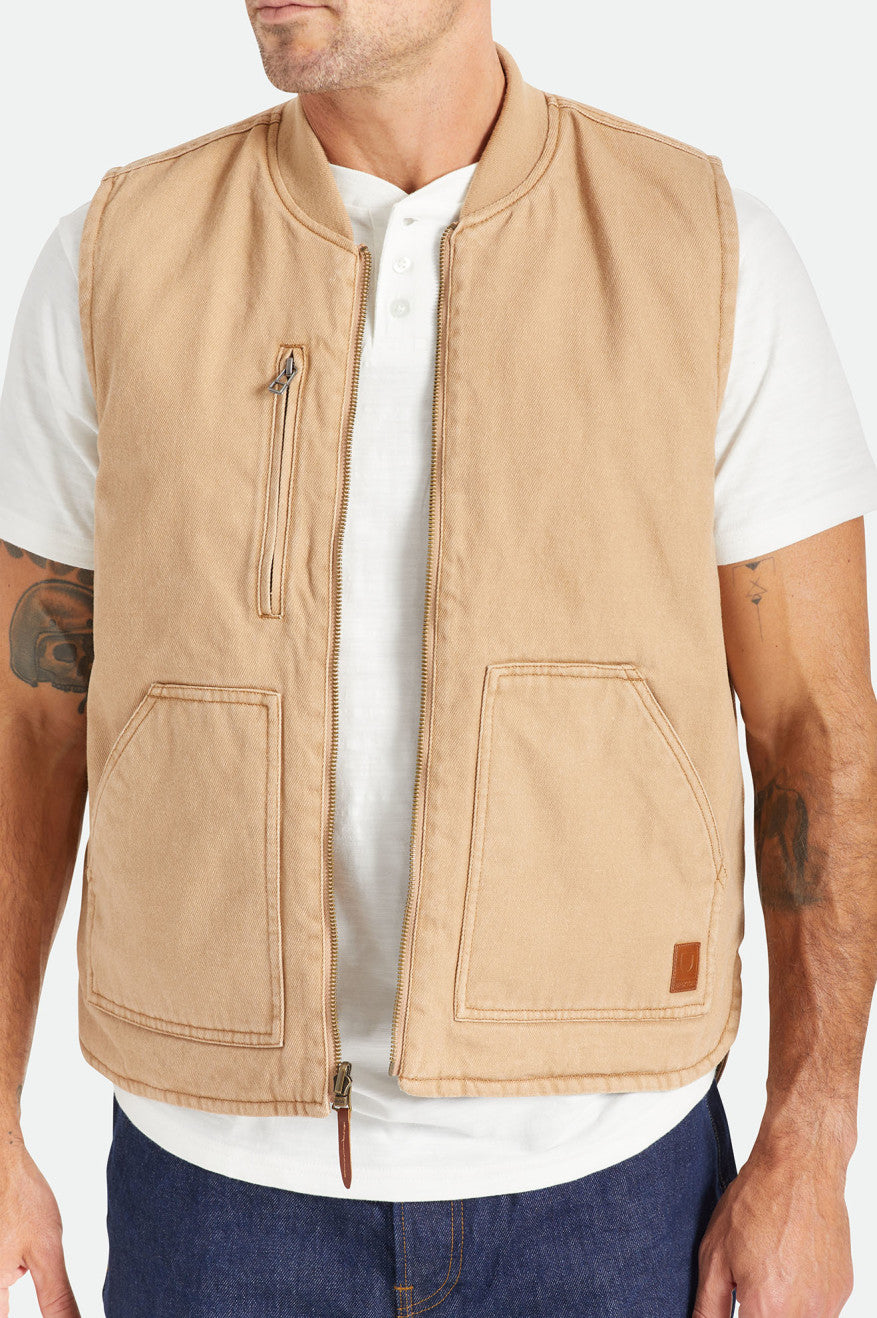 Casaco Brixton Abraham Reversible Vest Masculino Bege | NZIAD-9061