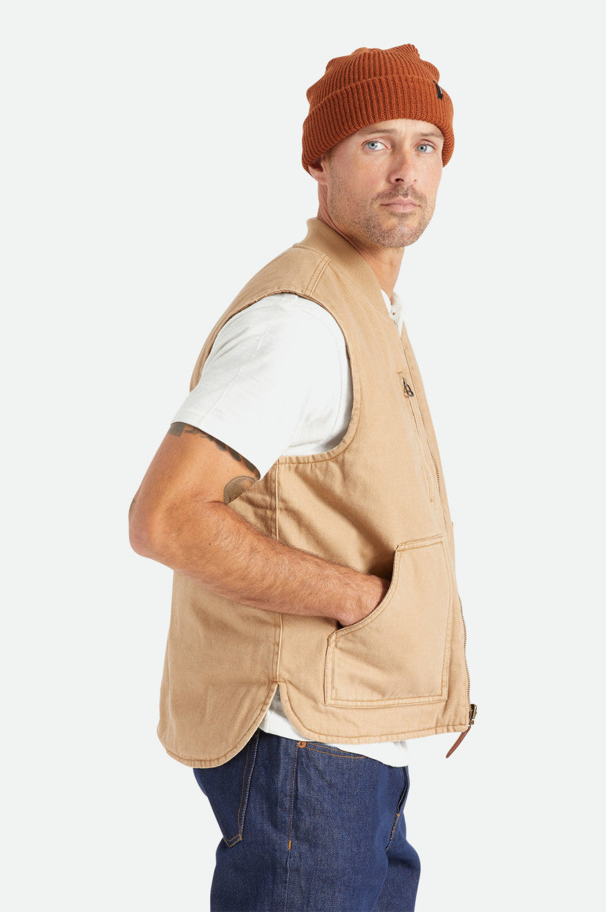 Casaco Brixton Abraham Reversible Vest Masculino Bege | NZIAD-9061