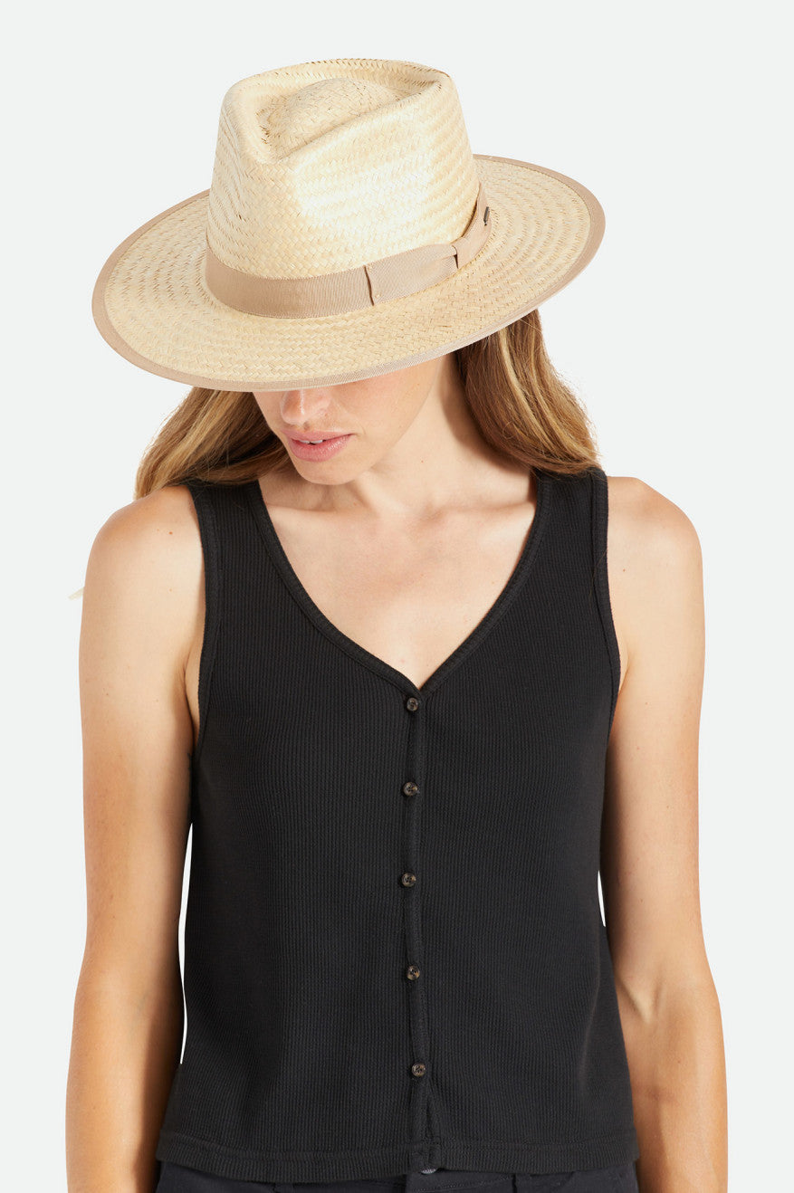 Chapeus Brixton Jo Curta Brim Palmilla Feminino Bege | ALUDW-7169