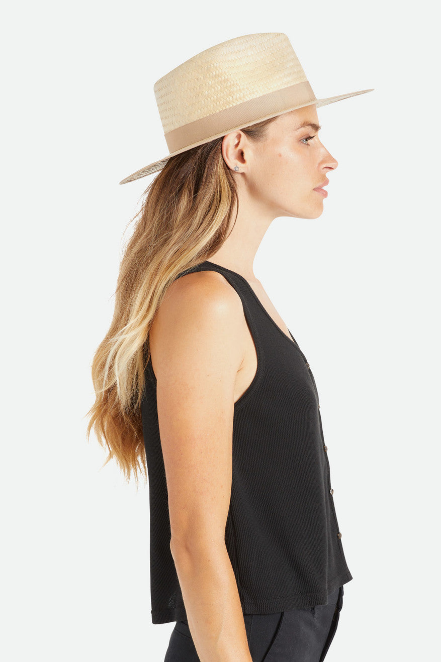 Chapeus Brixton Jo Curta Brim Palmilla Feminino Bege | ALUDW-7169