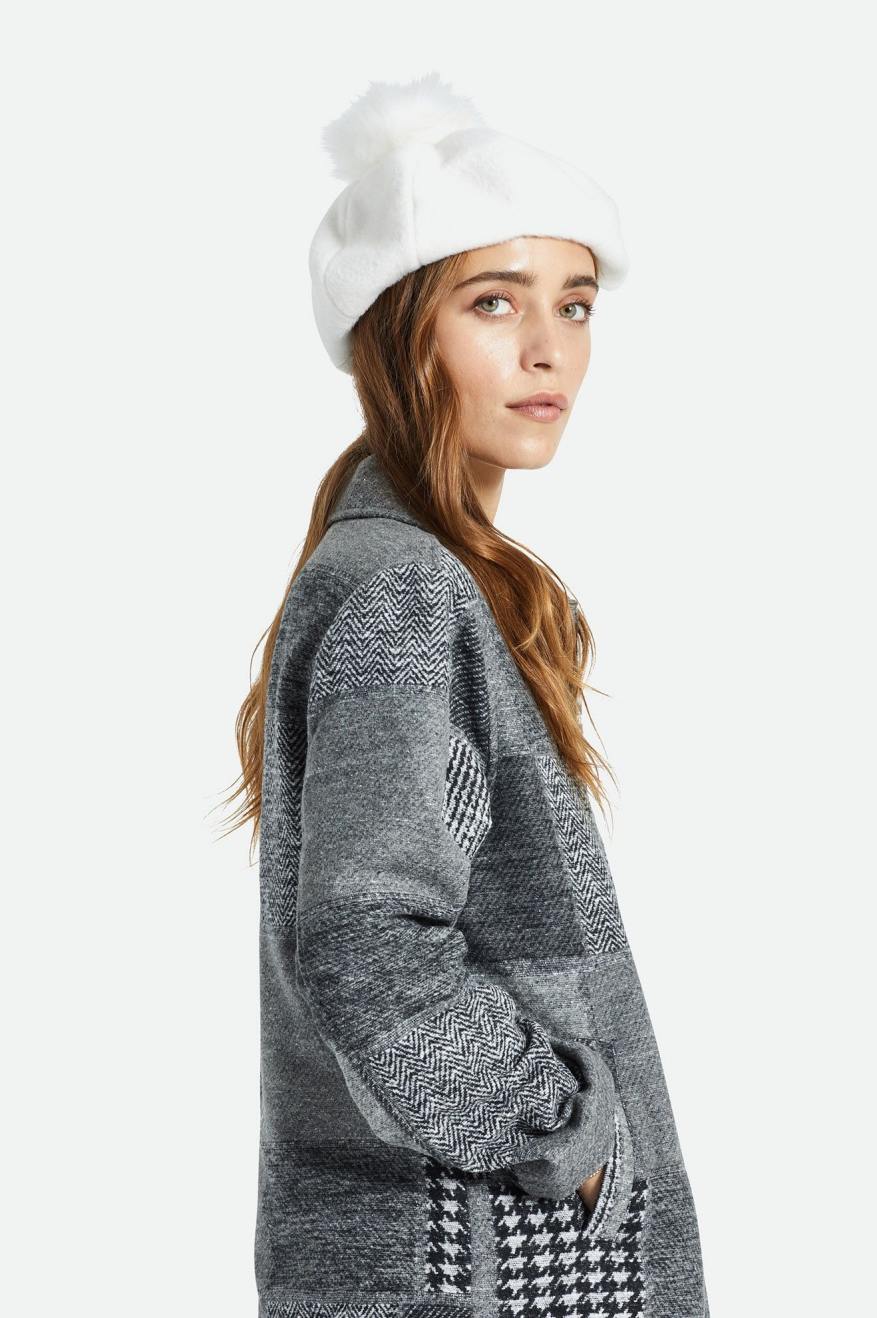 Chapeus Brixton Natalie Oversized Pom Beret Feminino Branco | LMDEK-2879