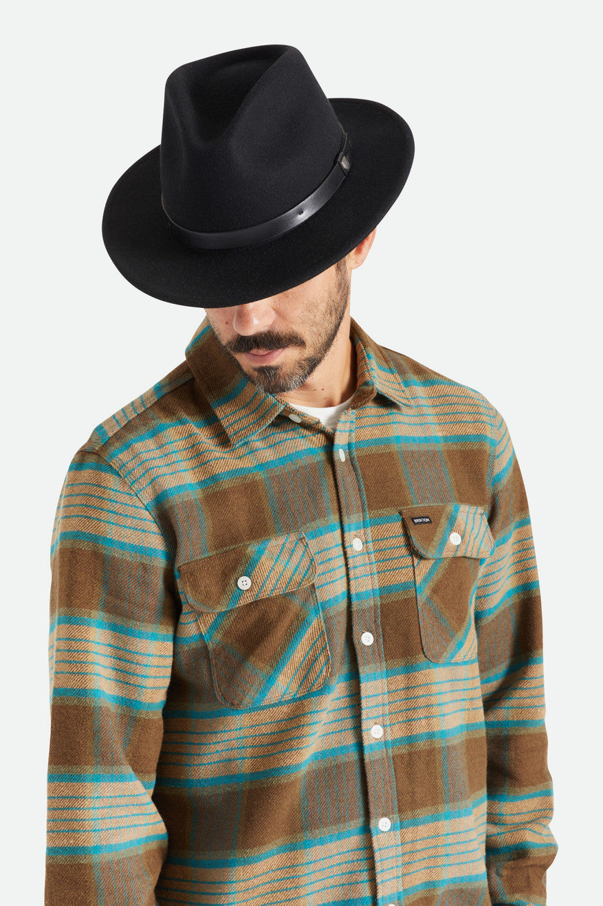 Fedora Brixton Messer Masculino Pretas | EOVJM-8749