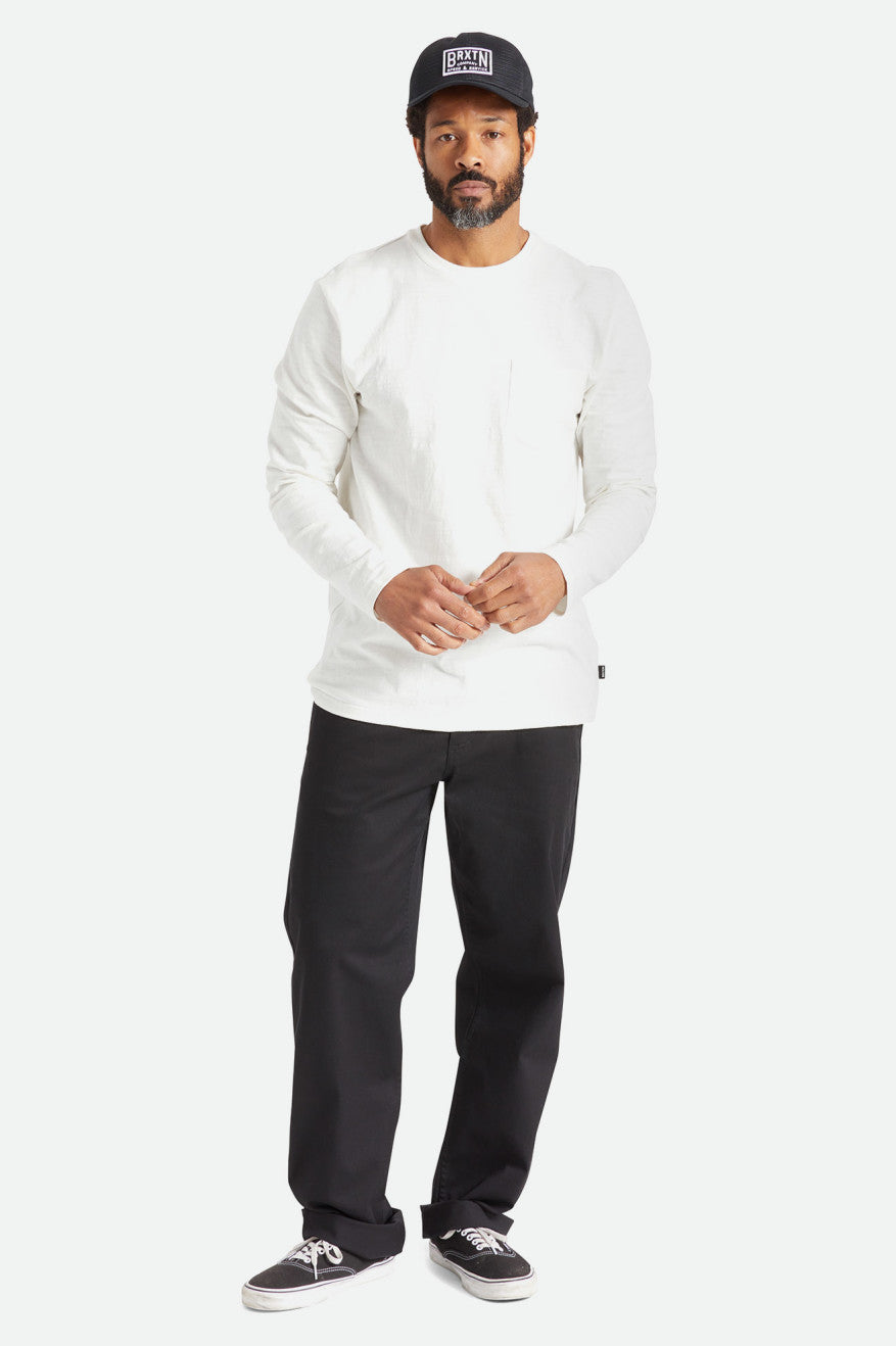 Knitwear Brixton Basic Slub L/S Pocket Masculino Branco | GCIHS-3280