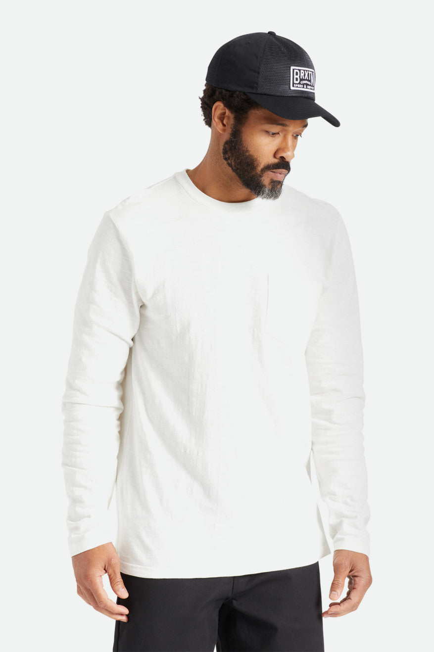 Knitwear Brixton Basic Slub L/S Pocket Masculino Branco | GCIHS-3280