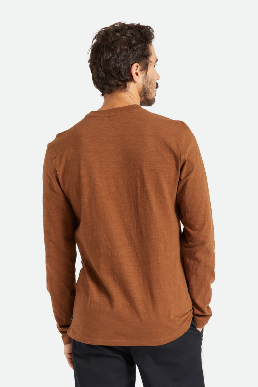 Knitwear Brixton Basic Slub L/S Pocket Masculino Marrom | VPYXT-0857