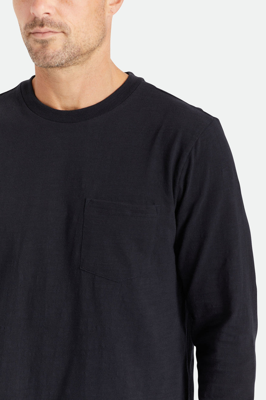 Knitwear Brixton Basic Slub L/S Pocket Masculino Pretas | YVTFS-1907