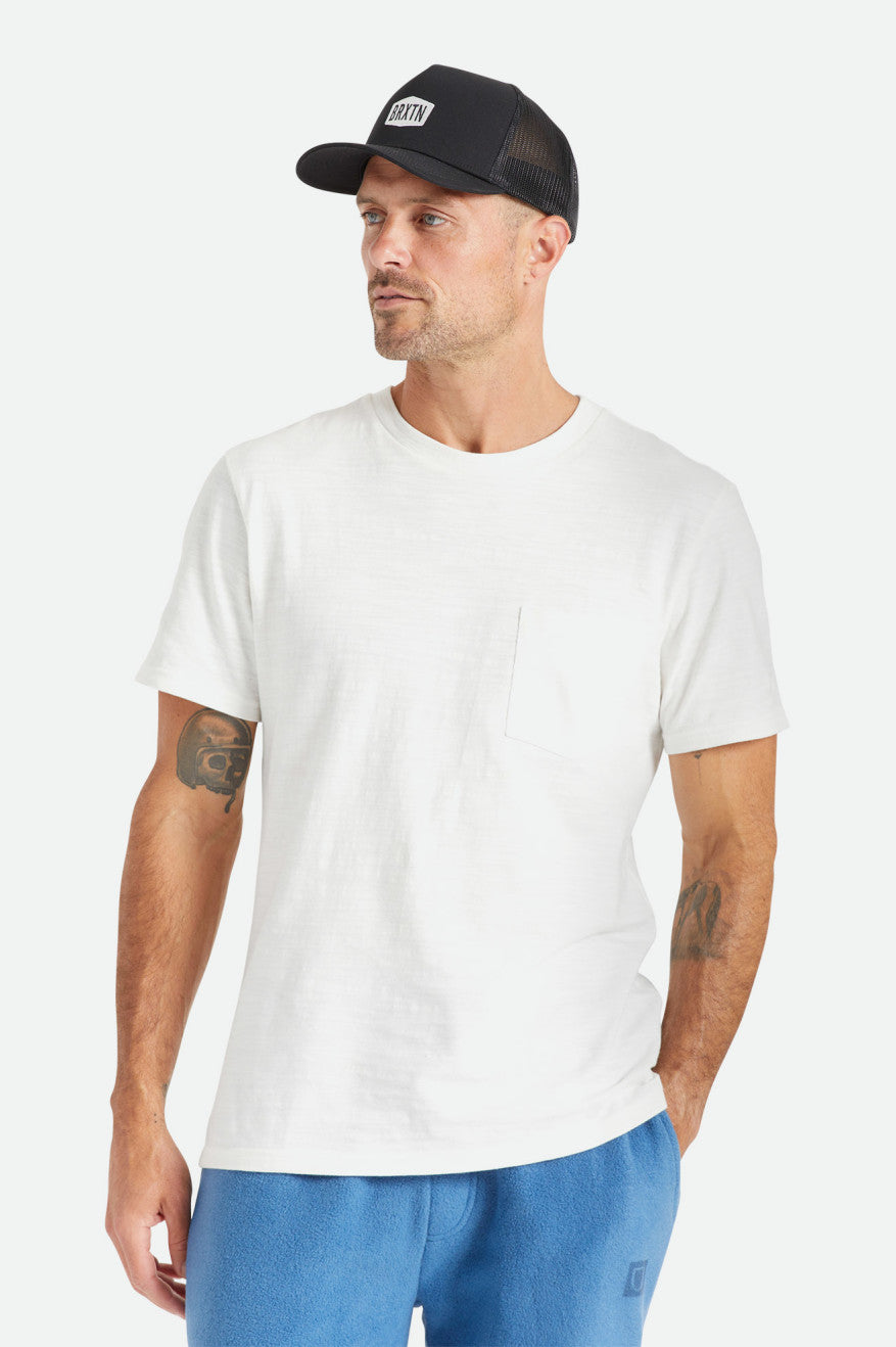 Knitwear Brixton Basic Slub S/S Pocket Masculino Branco | PAVKJ-3905