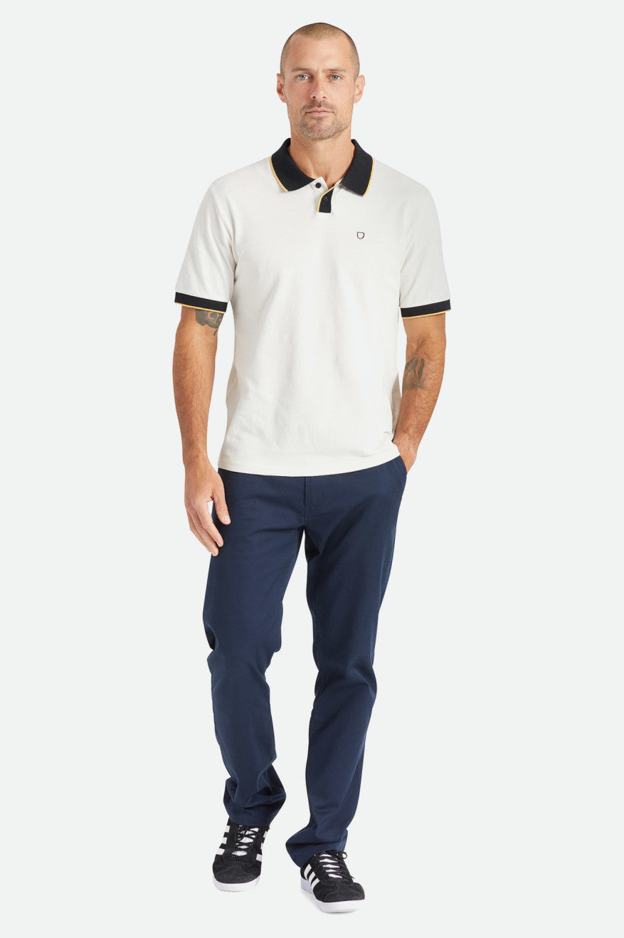 Knitwear Brixton Proper S/S Polo Masculino Branco Pretas | SHDIE-8931