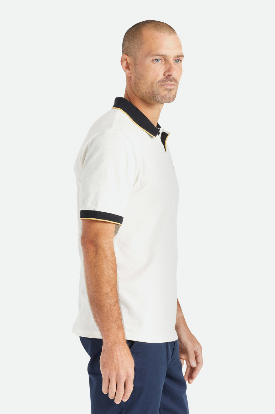 Knitwear Brixton Proper S/S Polo Masculino Branco Pretas | SHDIE-8931