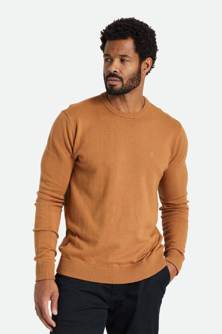 Knitwear Brixton Reserve Cashmere Moletom Masculino Marrom | LCZSQ-3204