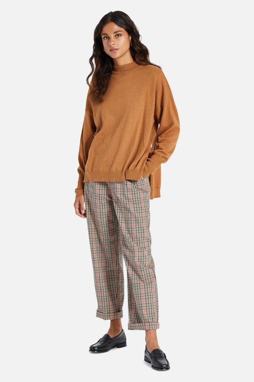 Suéteres Brixton Reserve Oversized Cashmere Feminino Marrom | MNCJU-9084