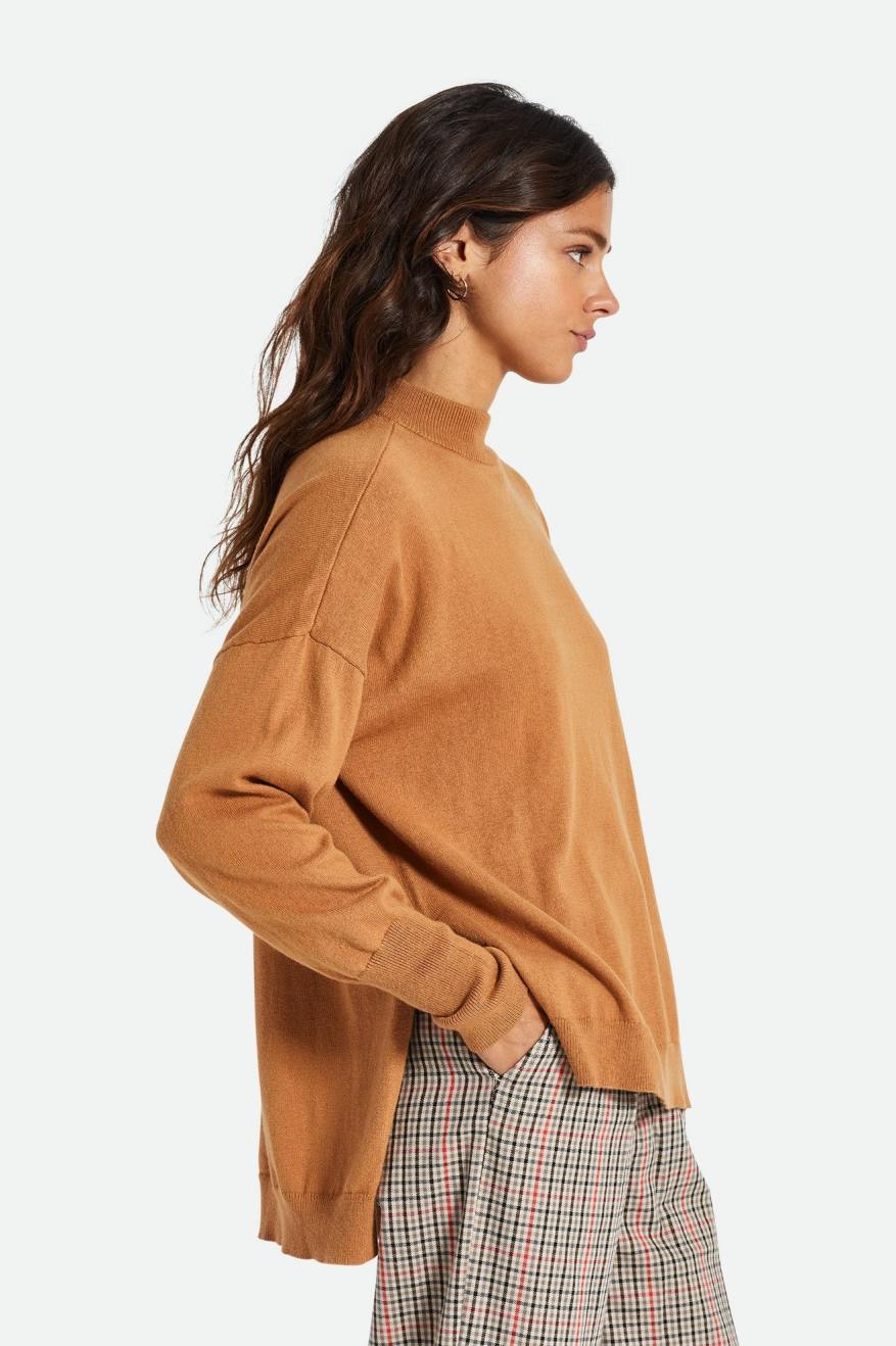 Suéteres Brixton Reserve Oversized Cashmere Feminino Marrom | MNCJU-9084