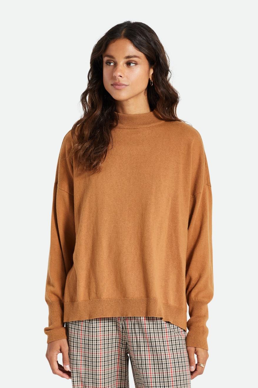 Suéteres Brixton Reserve Oversized Cashmere Feminino Marrom | MNCJU-9084