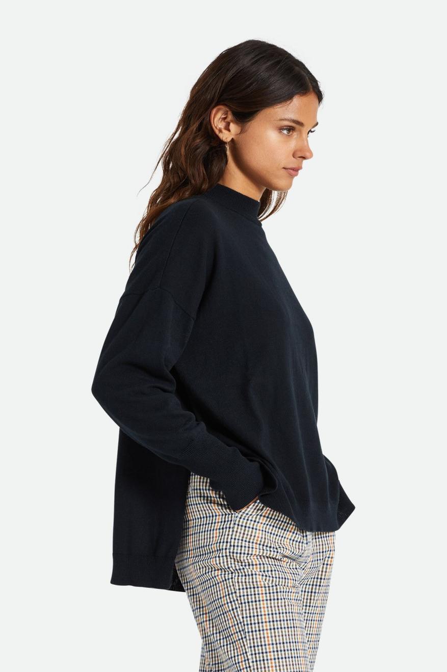 Suéteres Brixton Reserve Oversized Cashmere Feminino Pretas | NOSMK-8207