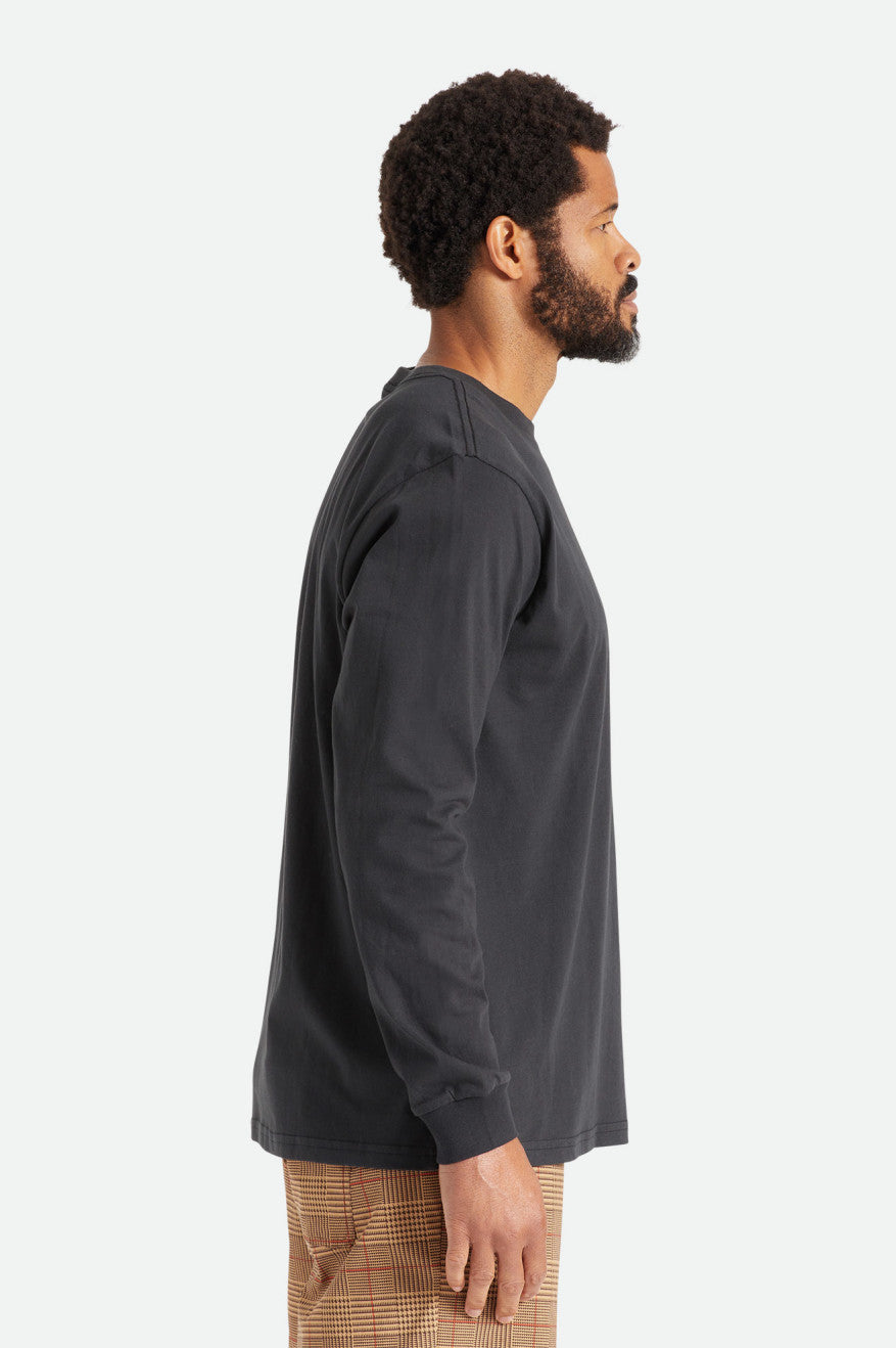 Tops Brixton Basic L/S Pocket Masculino Pretas | AGKUP-1508