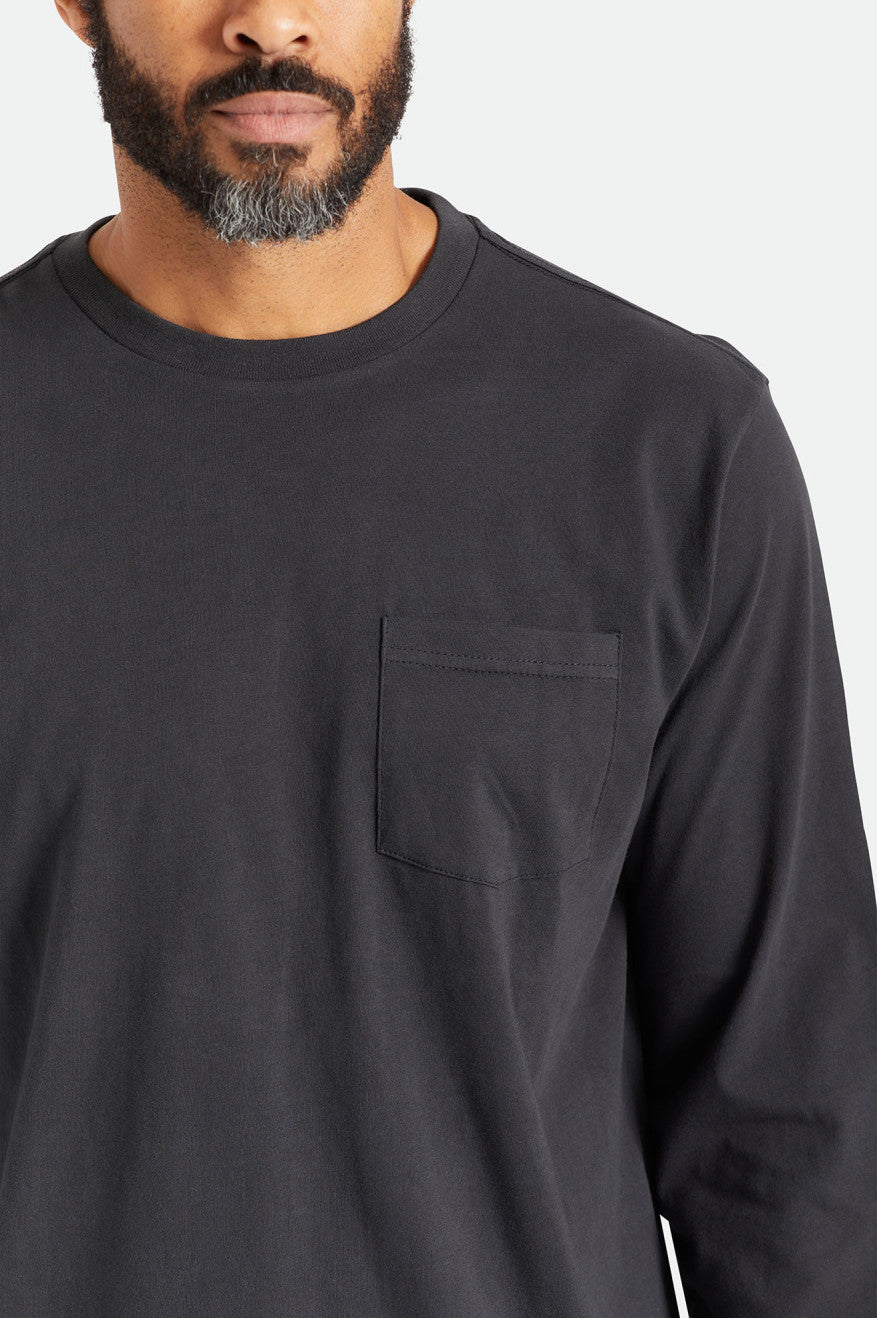 Tops Brixton Basic L/S Pocket Masculino Pretas | AGKUP-1508