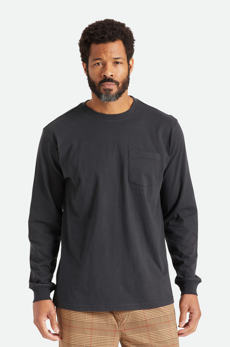 Tops Brixton Basic L/S Pocket Masculino Pretas | AGKUP-1508