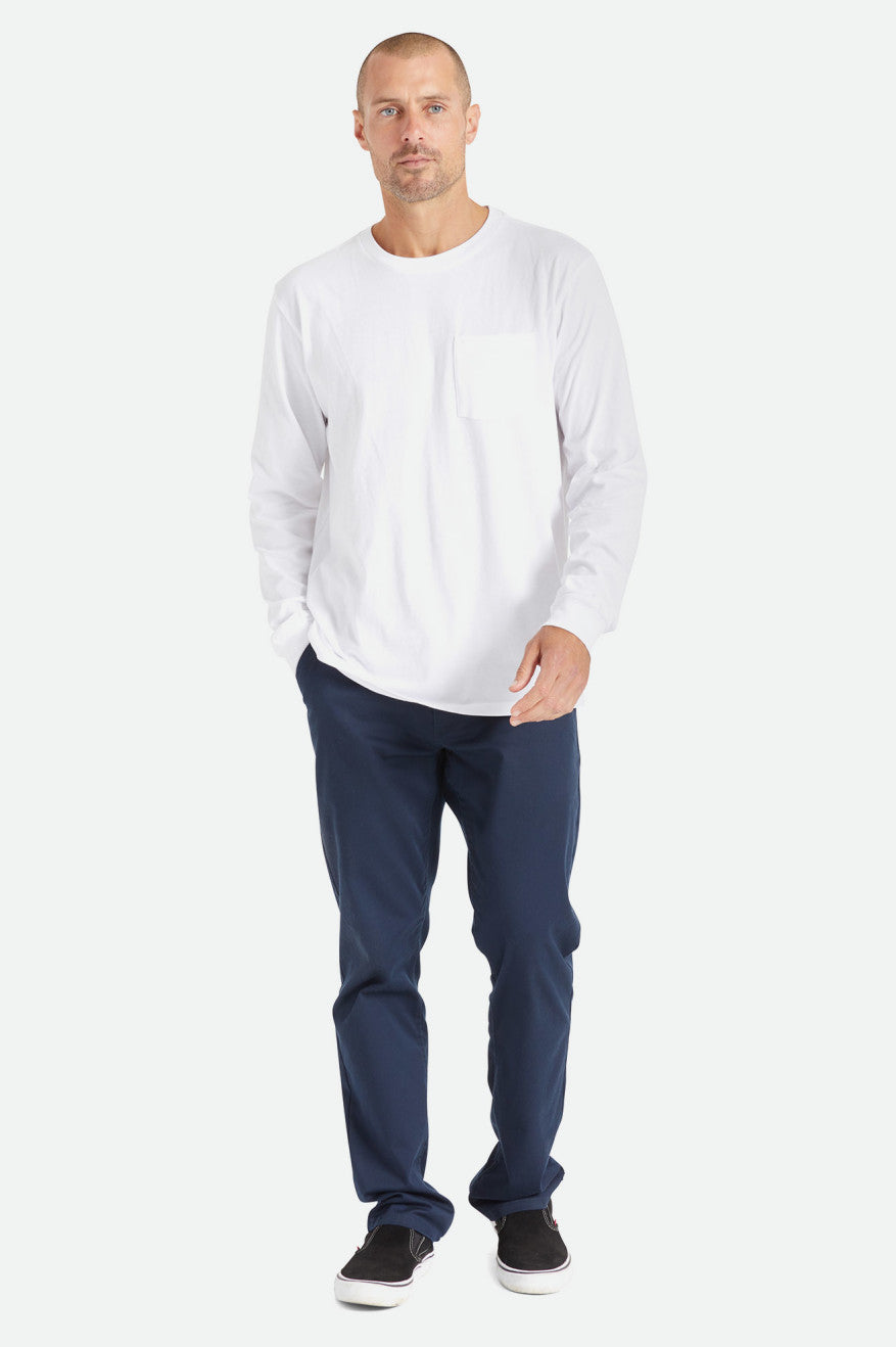 Tops Brixton Basic L/S Pocket Masculino Branco | FYXKU-8567