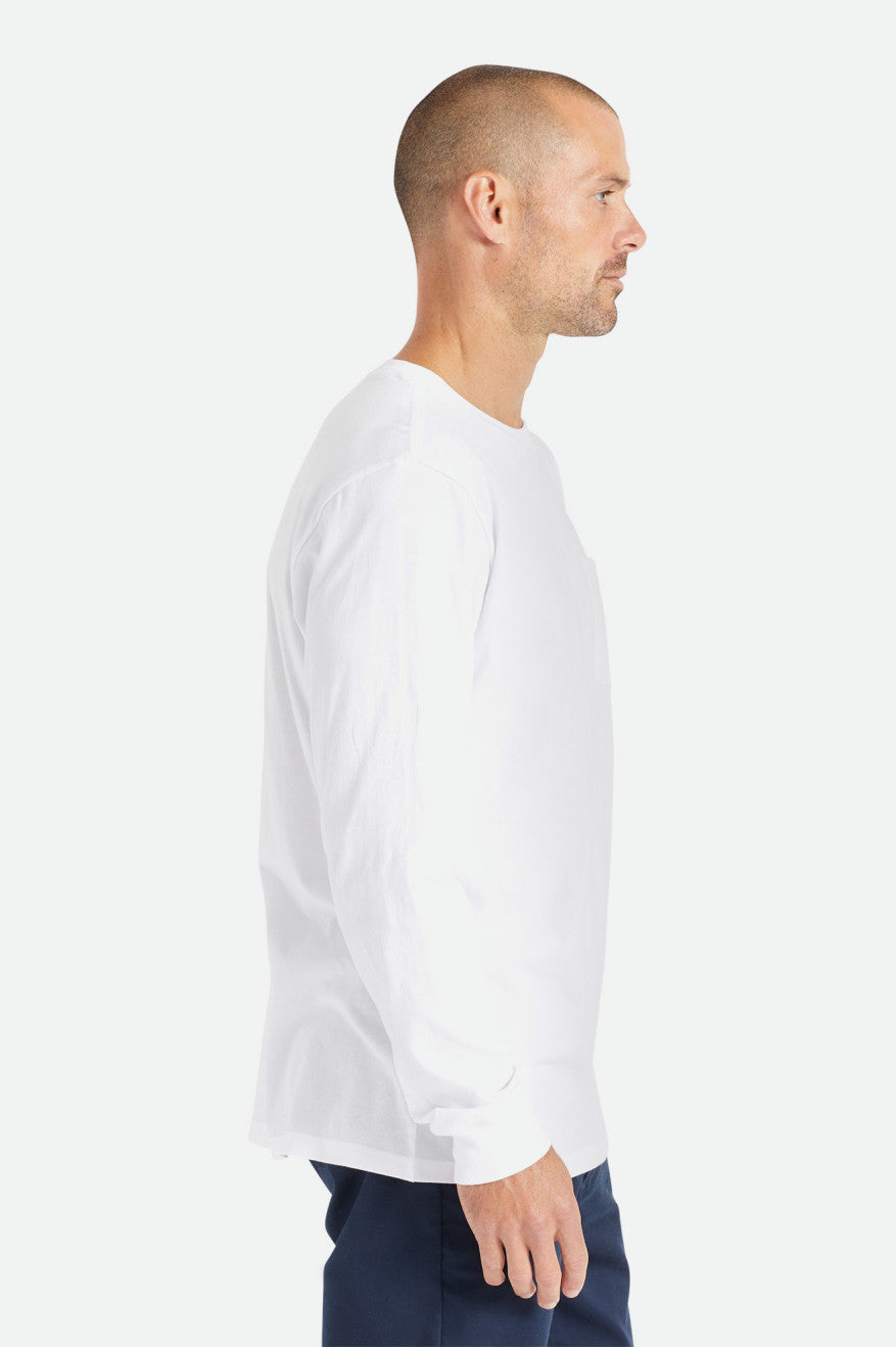 Tops Brixton Basic L/S Pocket Masculino Branco | FYXKU-8567