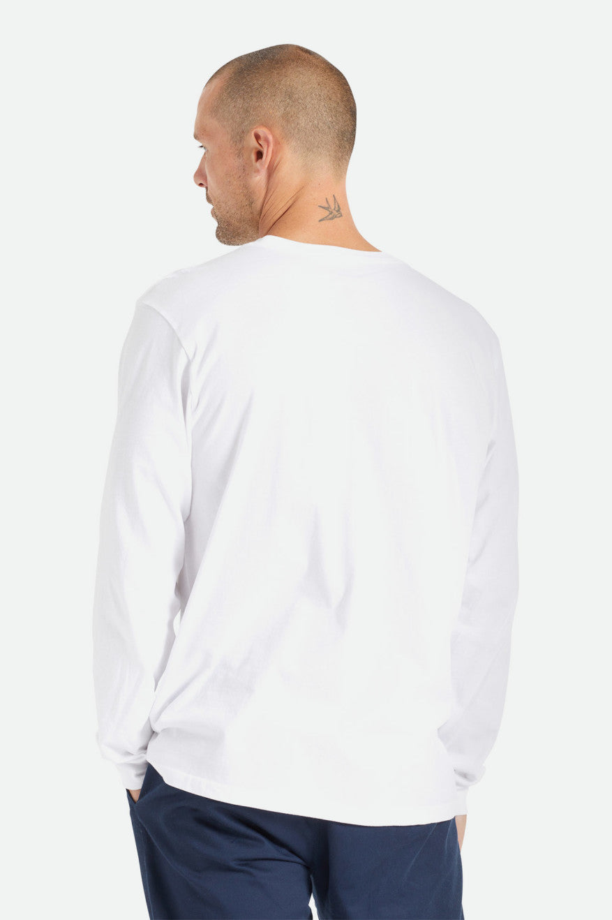 Tops Brixton Basic L/S Pocket Masculino Branco | FYXKU-8567