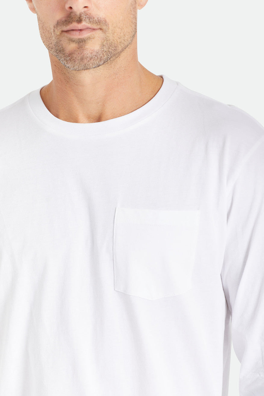 Tops Brixton Basic L/S Pocket Masculino Branco | FYXKU-8567