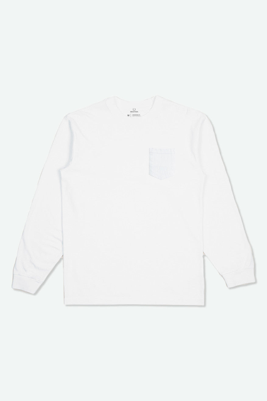 Tops Brixton Basic L/S Pocket Masculino Branco | FYXKU-8567