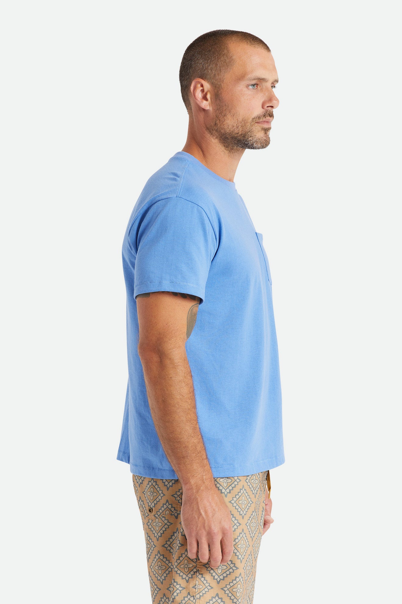 Tops Brixton Basic S/S Pocket Masculino Azuis | BRCXH-9720