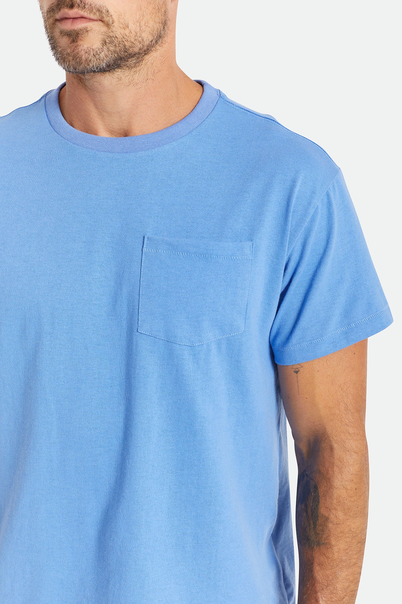 Tops Brixton Basic S/S Pocket Masculino Azuis | BRCXH-9720