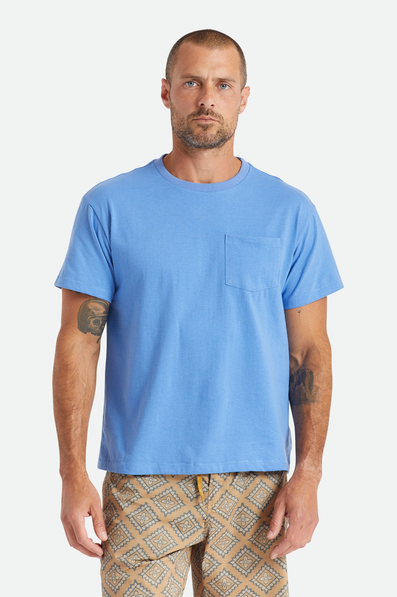 Tops Brixton Basic S/S Pocket Masculino Azuis | BRCXH-9720