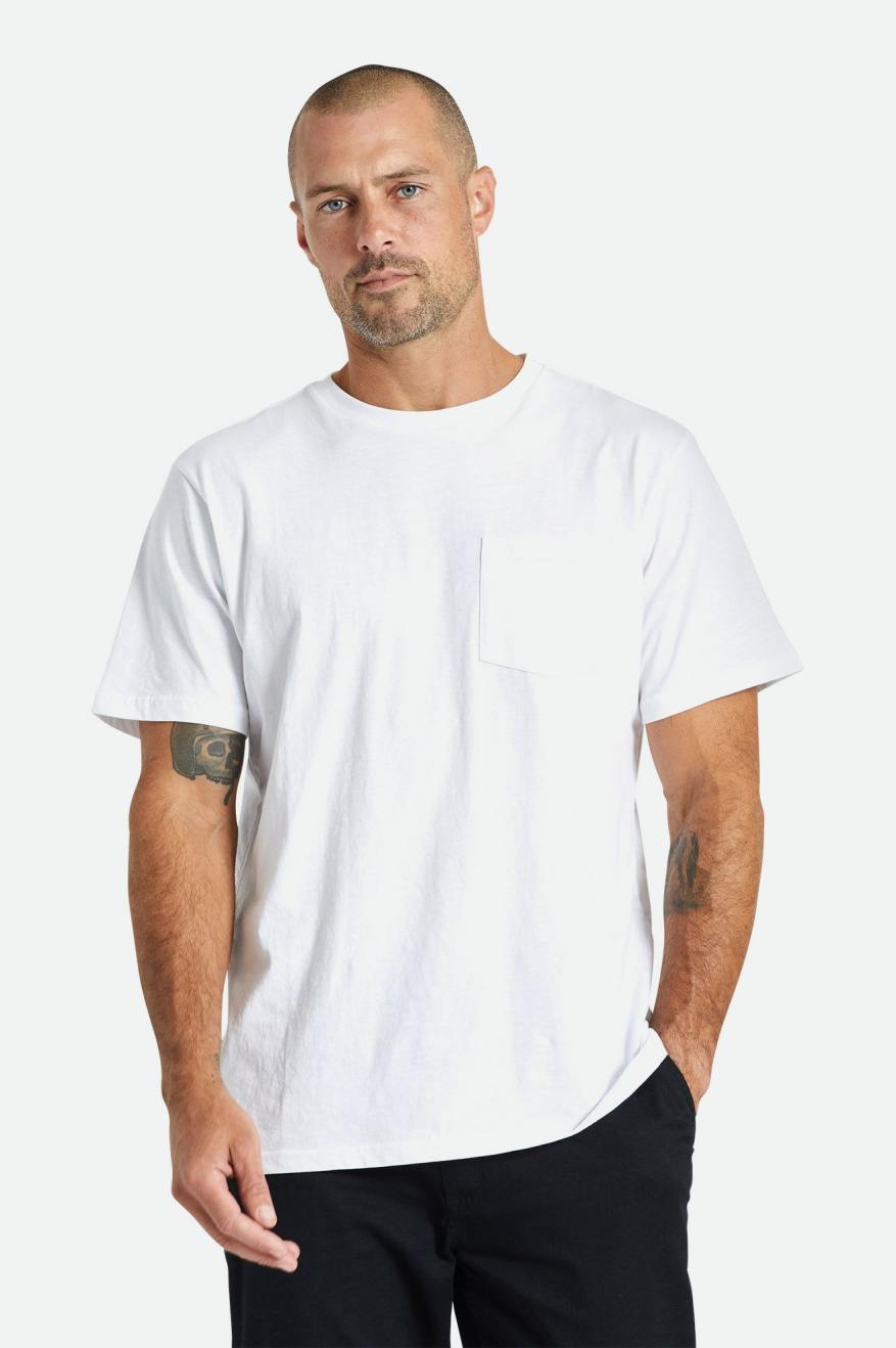 Tops Brixton Basic S/S Pocket Masculino Branco | EHXNG-5480