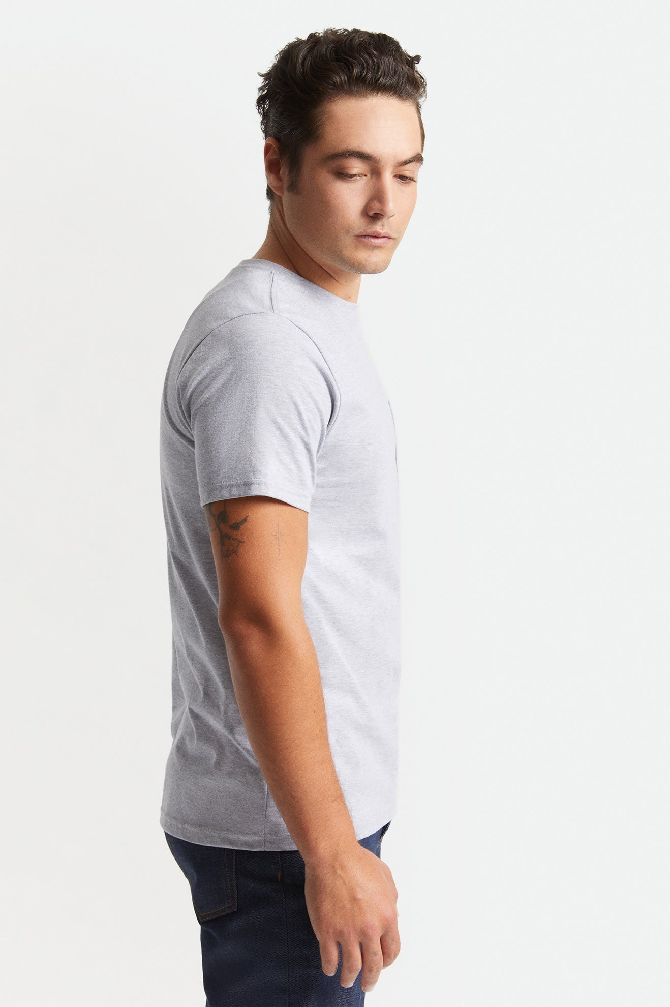 Tops Brixton Basic S/S Pocket Masculino Cinzentas | XAJBN-4365