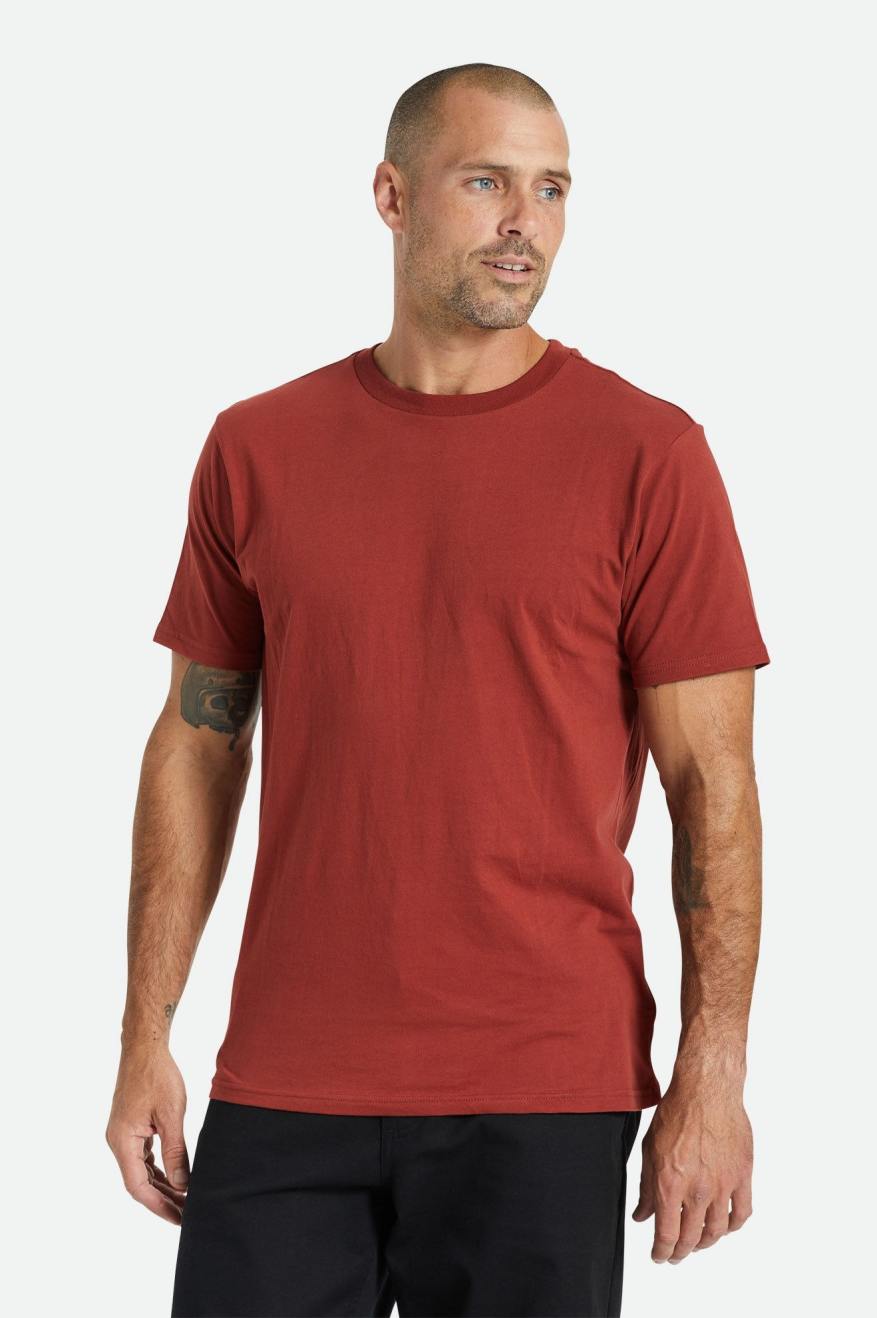 Tops Brixton Basic S/S Tailored Masculino Vermelhas | EUBZH-1579