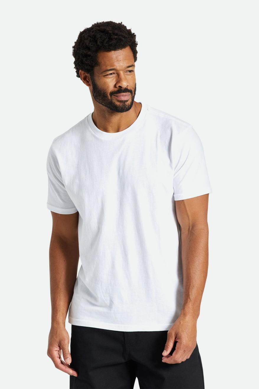 Tops Brixton Basic S/S Tailored Masculino Branco | OKSVI-6159