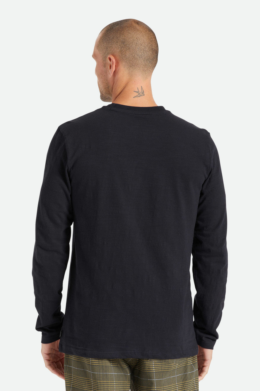 Tops Brixton Basic Slub L/S Pocket Masculino Pretas | QPTZE-8504