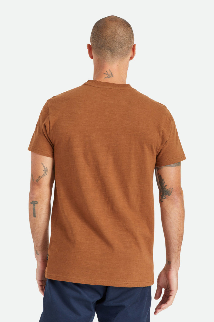 Tops Brixton Basic Slub S/S Henley Masculino Marrom | DVPJC-8471