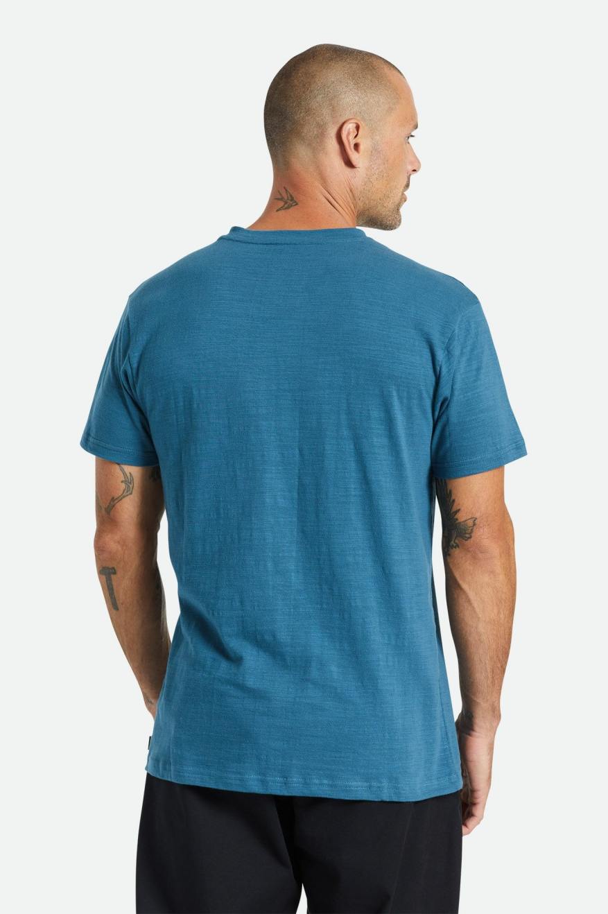 Tops Brixton Basic Slub S/S Henley Masculino Turquesa | MHREJ-0476