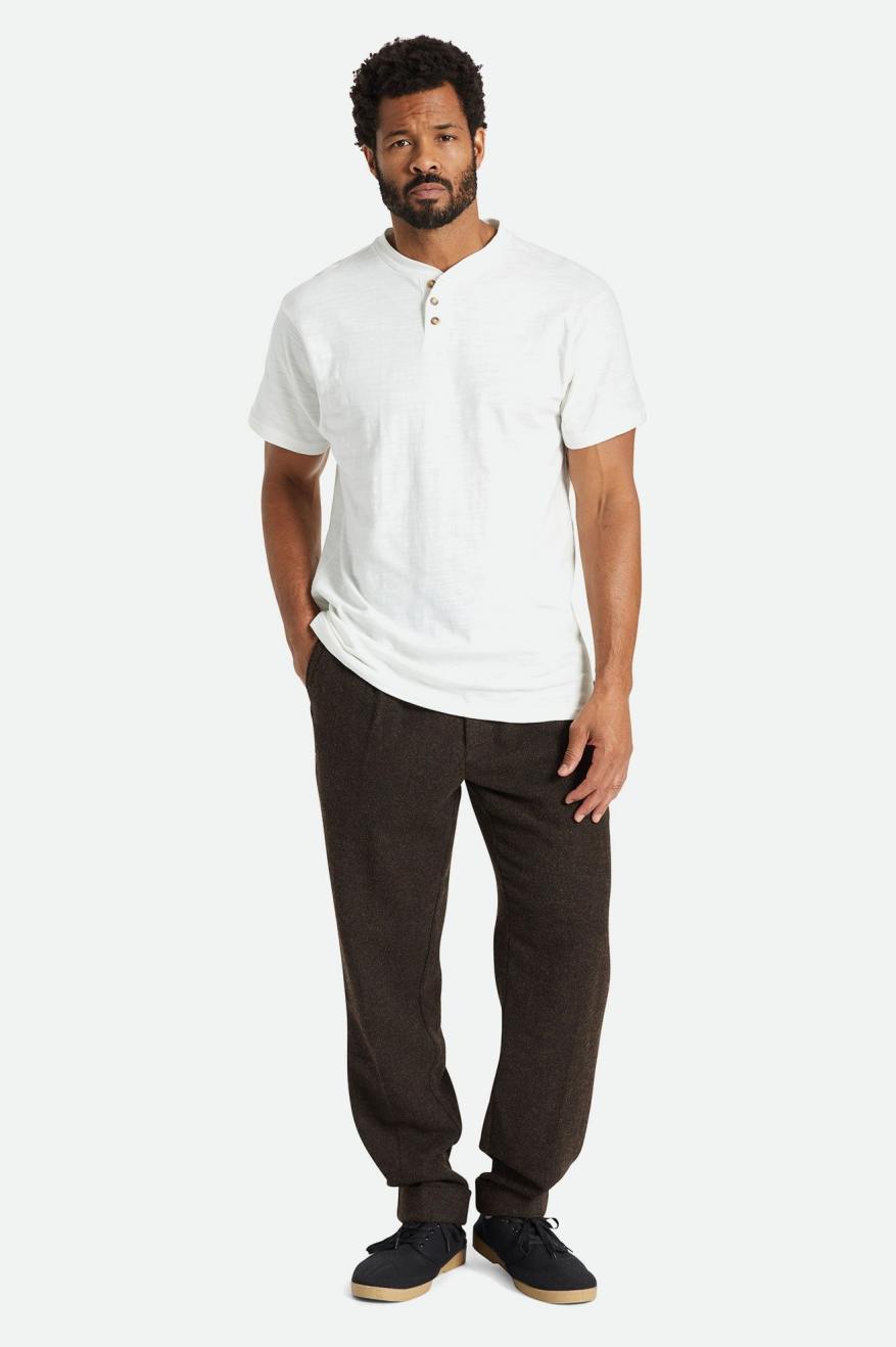 Tops Brixton Basic Slub S/S Henley Masculino Branco | MTAYU-7943