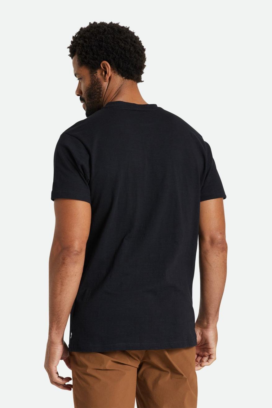 Tops Brixton Basic Slub S/S Henley Masculino Pretas | NTOKE-9321