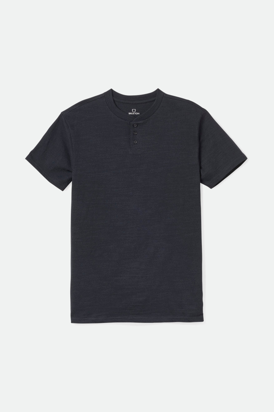 Tops Brixton Basic Slub S/S Henley Masculino Pretas | NTOKE-9321