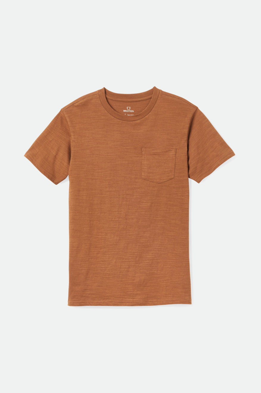 Tops Brixton Basic Slub S/S Pocket Masculino Marrom | GRQCZ-4681