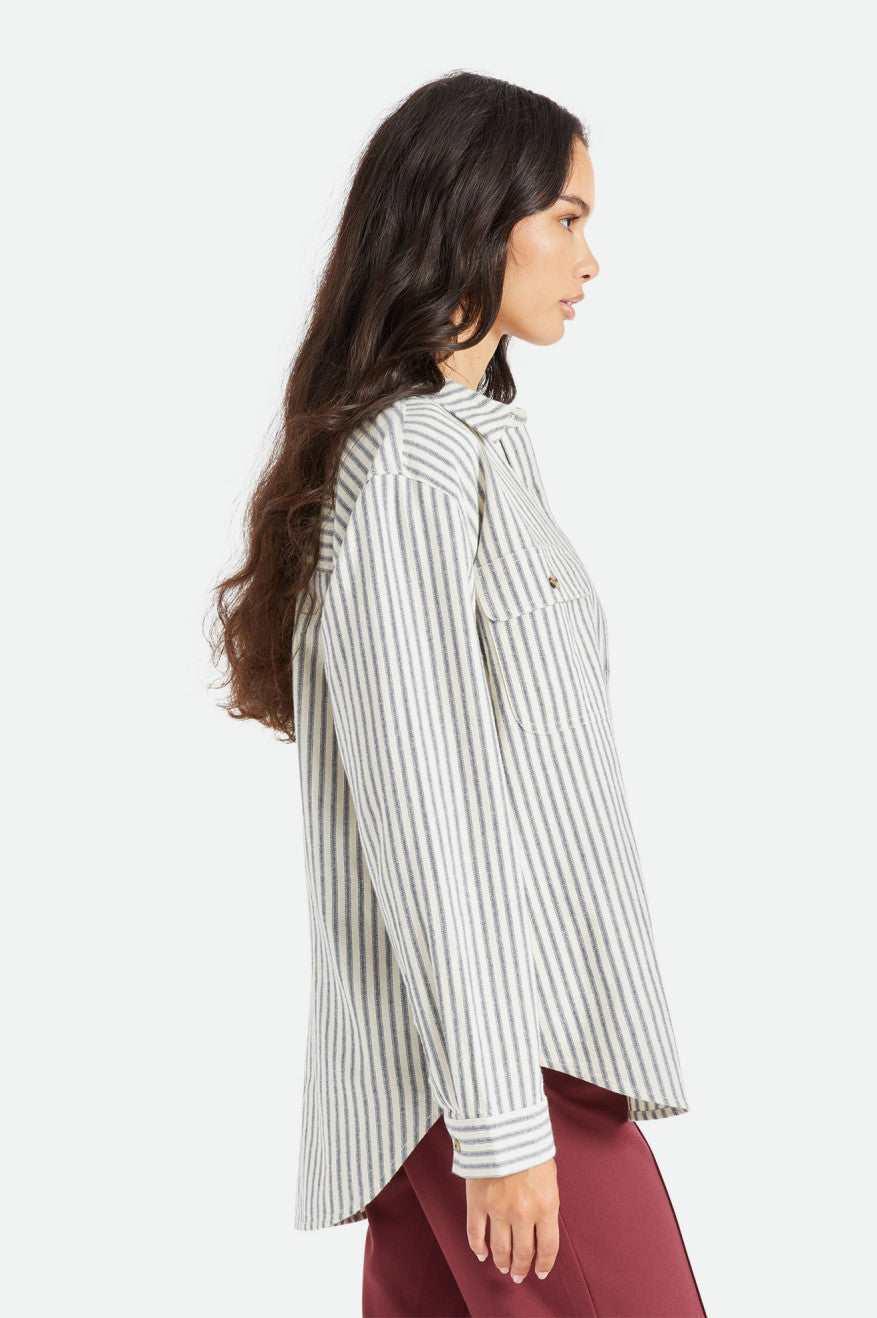 Tops Brixton Bowery Boyfriend L/S Feminino Stripes | QVZJA-8436