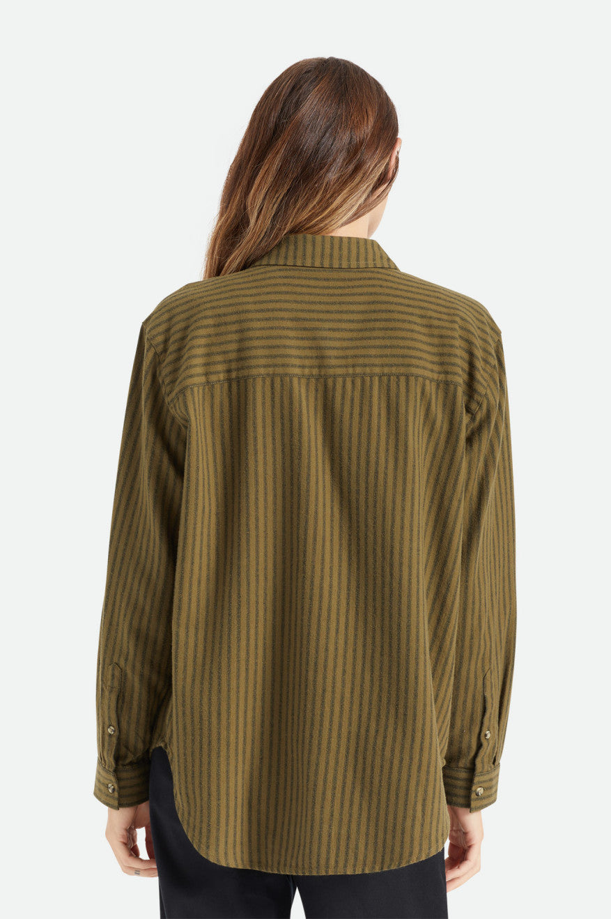 Tops Brixton Bowery Boyfriend L/S Feminino Verde Oliva | SQWUF-7023